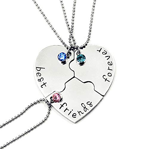 Best Friends Forever and Ever Necklace with Crystal Broken Heart Charm Pendant Set Friendship Necklace