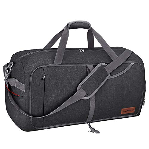 Canway 85L Travel Duffel Bag, Foldable Weekender Bag with Shoes Compartment for Men Women Water-proof & Tear Resistant (Panther Black, 85L)