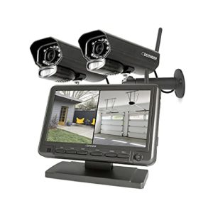 Defender PHOENIXM2 Non WiFi. Plug-in Power Two Security Cameras-Home & Business Surveillance Indoor & Outdoor Bullet Cameras with 7 Inch LCD Display Monitor, Free 16 GB SD Card Included (2 Cameras)