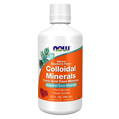 NOW Supplements, Colloidal Minerals Liquid, Plant Derived, Rasberry, 32-Ounce