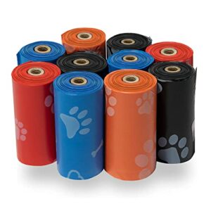 Best Pet Supplies Dog Poop Bags for Waste Refuse Cleanup, Doggy Roll Replacements for Outdoor Puppy Walking and Travel, Leak Proof and Tear Resistant, Thick Plastic - Mixed Colors, 150 Bags (MX-150B)