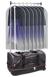 Dance Bag With Garment Rack,28" Dance Costumes Rolling Garment Bags For Travel,Dance Competition Bag,Garment Duffle Bag For Dance, Wheeled Drop-Bottom Upright Luggage Closet Suitcase(Pink)