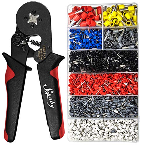 Ferrule Crimping Tool Kit - Sopoby Ferrule Crimper Plier (AWG 28-7) with 1800pcs Wire Ferrules Kit Wire Ends Terminals