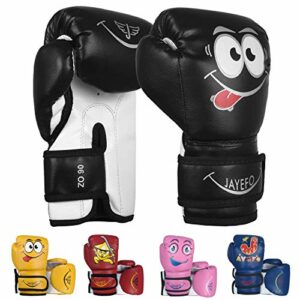Jayefo Boxing Gloves for Kids & Children - Youth Boxing Gloves for Boxing, Kick Boxing, Muay Thai and MMA - Beginners Heavy Bag Gloves for Heavy Boxing Punching Bag - 4 Oz - Black