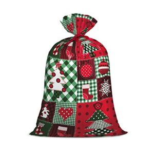 Loveinside Jumbo Large Plastic Gift Bag, Christmas Design Plastic Bag with Tag and Tie for Holiday - 56" x 36", 1 Pcs - BoHo Colorful Christmas
