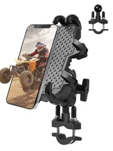 ATV Phone Holder, ZIDIYORUO 360° Rotation Quad Phone Mount, 8 Clamps Holds 4.7-7.1"Phones, One Hand Operation Motorcycle Phone Clip for 7/8-9/8" Handlebar ,Compatible with Yamaha Polaris Honda Can Am