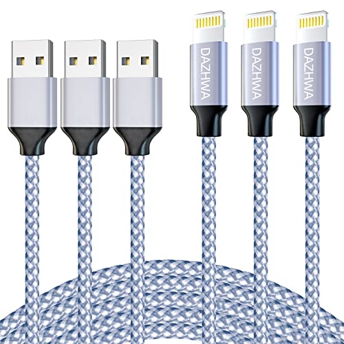 DAZHWA iPhone Charger 3pack 6ft Phone Charger Nylon Braided Lightning Cable Cell Phone Fast Charger Cable Cord USB Cable Compatible iPhone 14/13/12/11Pro Max/XS/XR/X/8/7/6/iPad More