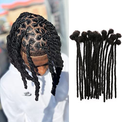 IXIMII 60 Strands Permanent Loc Extensions Human Hair 0.4cm Width 8 inch Handmade Dreadlock Extensions Soft Natural Black Dreads with Needle and Comb for Men Women Kids,Can Be Dyed Bleached Curled