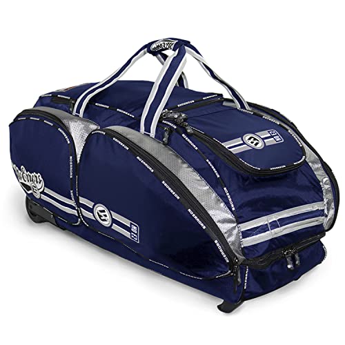 No Errors NOE2 Catchers Gear Bag with Wheels- Large Bag for Catcher’s Equipment, Baseball & Softball Bag, Baseball bat bag, Helmet Bag, Bag for Catchers with Wheels(Navy)